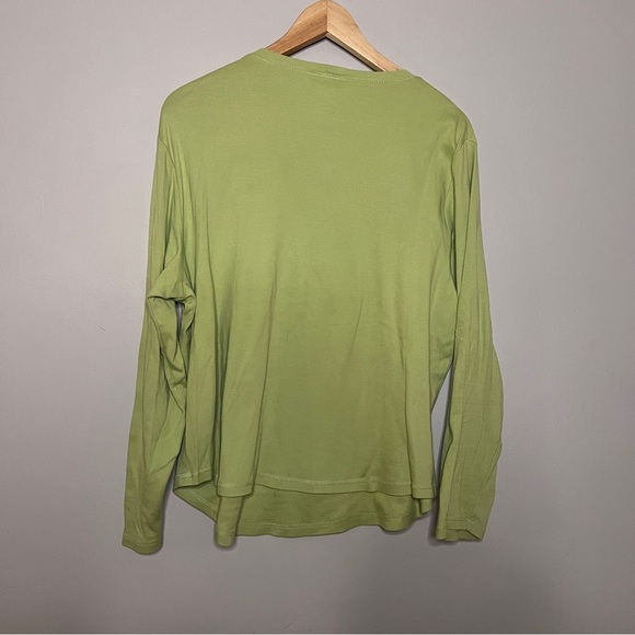 Talbots 1X Citrus Green Long Sleeve Pima Cotton Crew Neck Tee in EUC - Picture 3 of 5